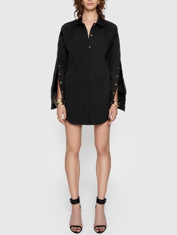 레베카밍코프 Rebecca Minkoff KENNEDY SHACKET SHIRT DRESS - TRUE BLACK