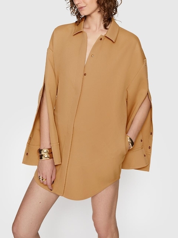 레베카밍코프 Rebecca Minkoff KENNEDY SHACKET SHIRT DRESS - CAMEL