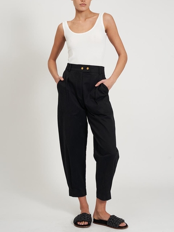 레베카밍코프 Rebecca Minkoff HOUSTON PLEATED UTILITY PANT - TRUE BLACK