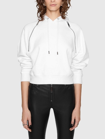 레베카밍코프 Rebecca Minkoff DANI ZIPPER HOODIE - BRIGHT WHITE