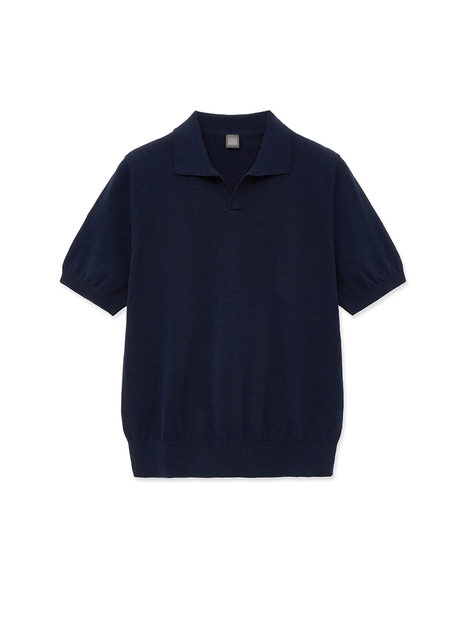 Ice Cotton Half Opencollar_Navy