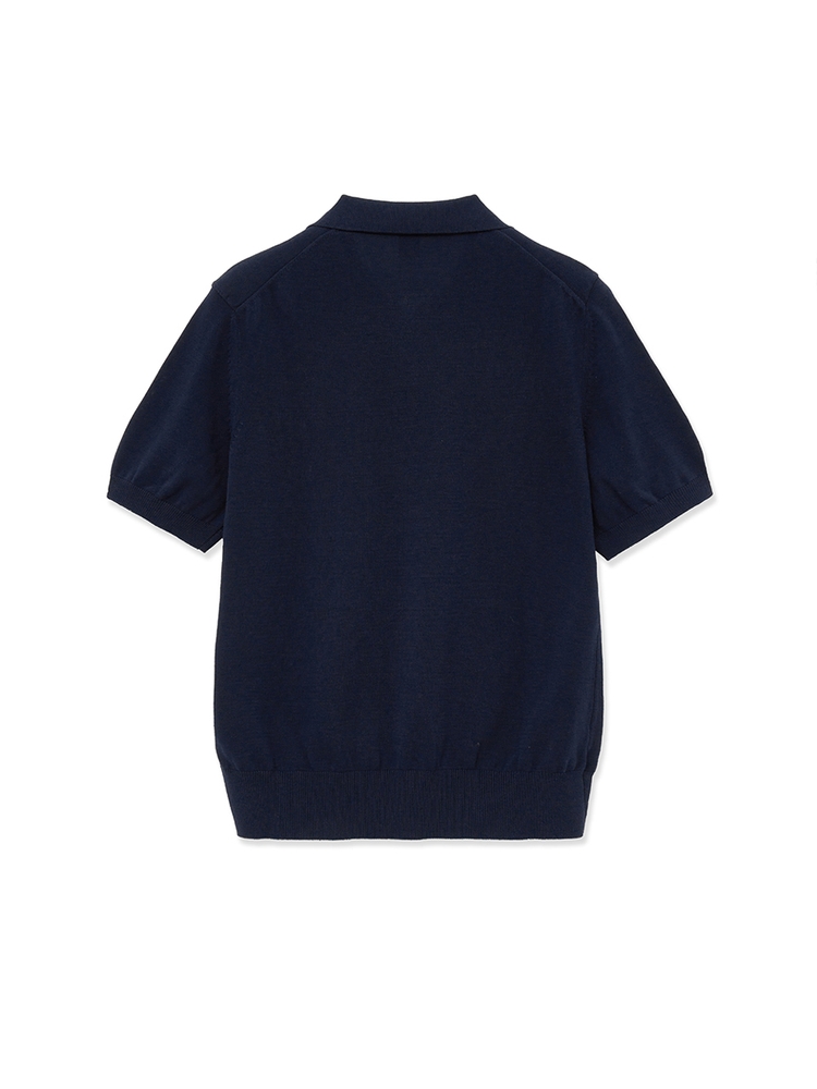 Ice Cotton Half Opencollar_Navy