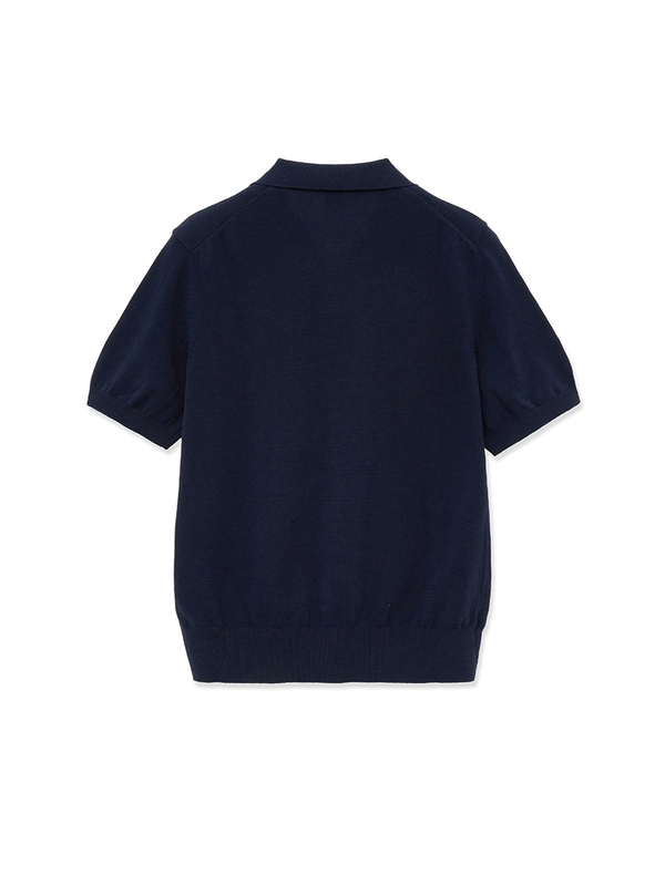 Ice Cotton Half Opencollar_Navy