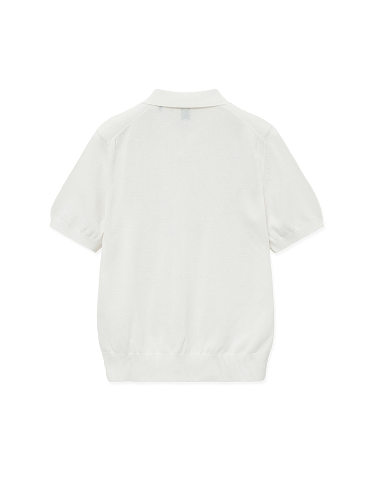 Ice Cotton Half Opencollar_White