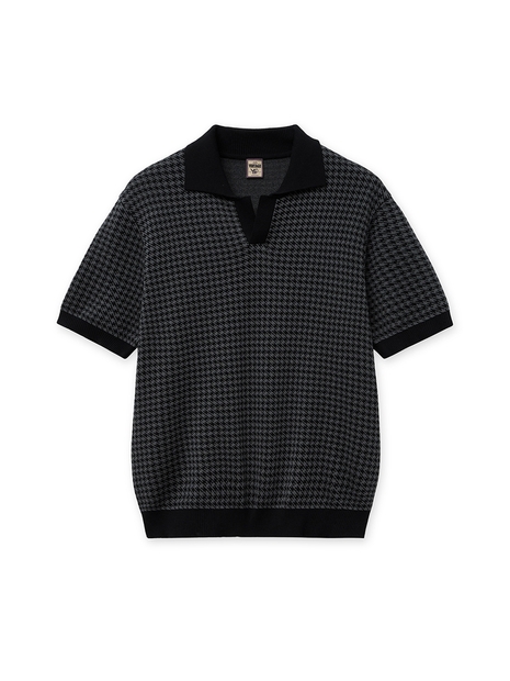 Hound Tooth Half Collar_Black