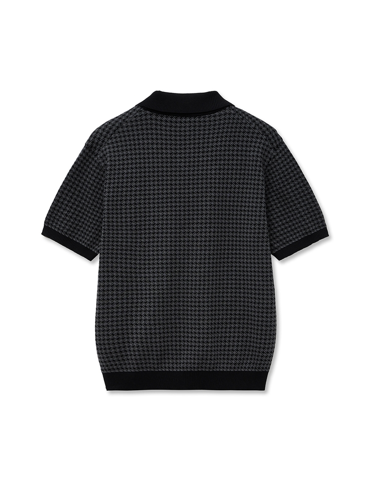 Hound Tooth Half Collar_Black