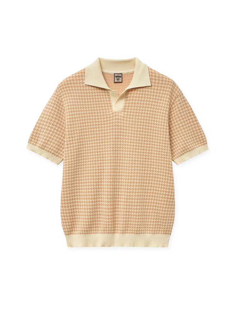 Hound Tooth Half Collar_Orange