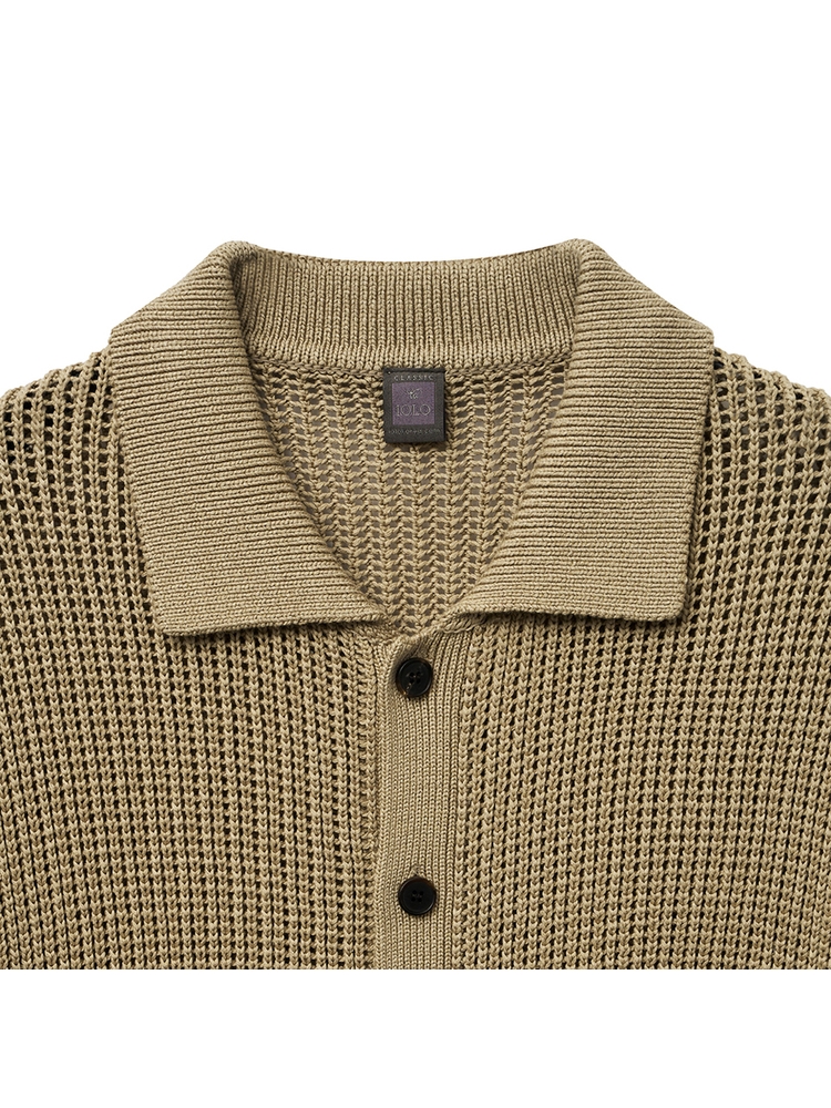 Textured Half Knit Shirt_Beige