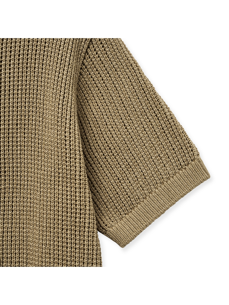 Textured Half Knit Shirt_Beige