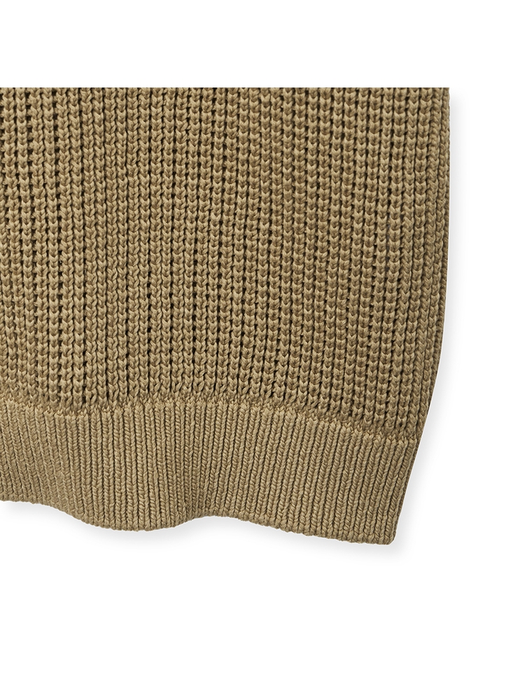 Textured Half Knit Shirt_Beige