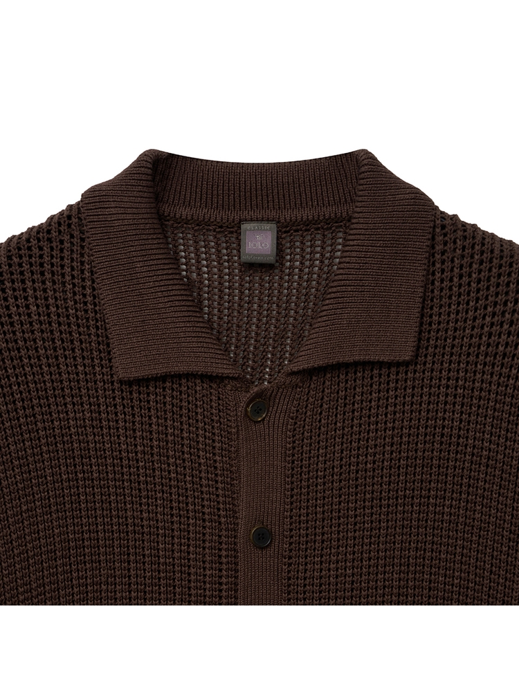 Textured Half Knit Shirt_Brown