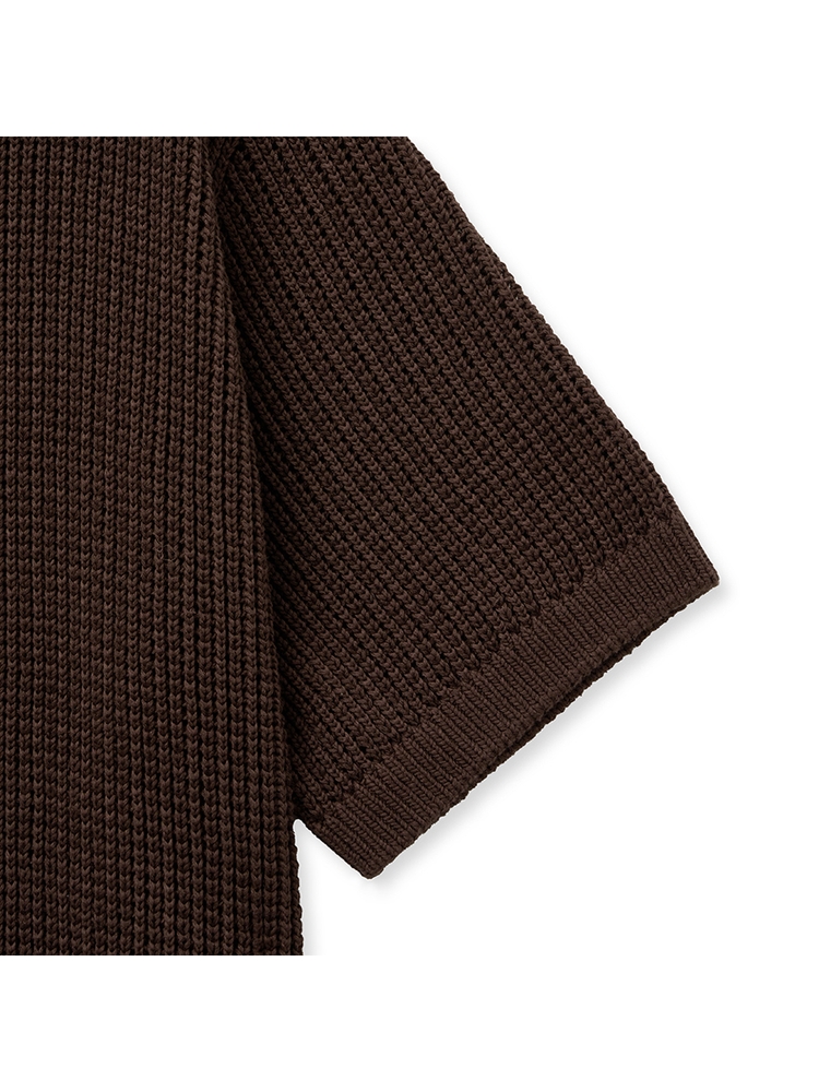 Textured Half Knit Shirt_Brown