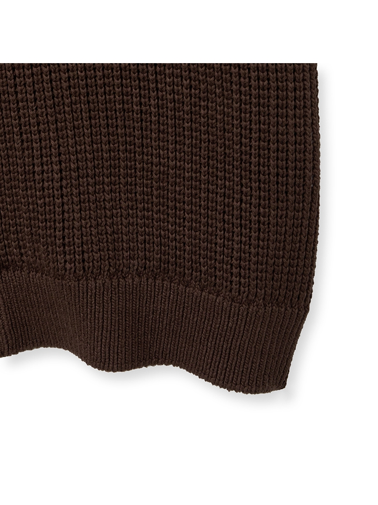 Textured Half Knit Shirt_Brown