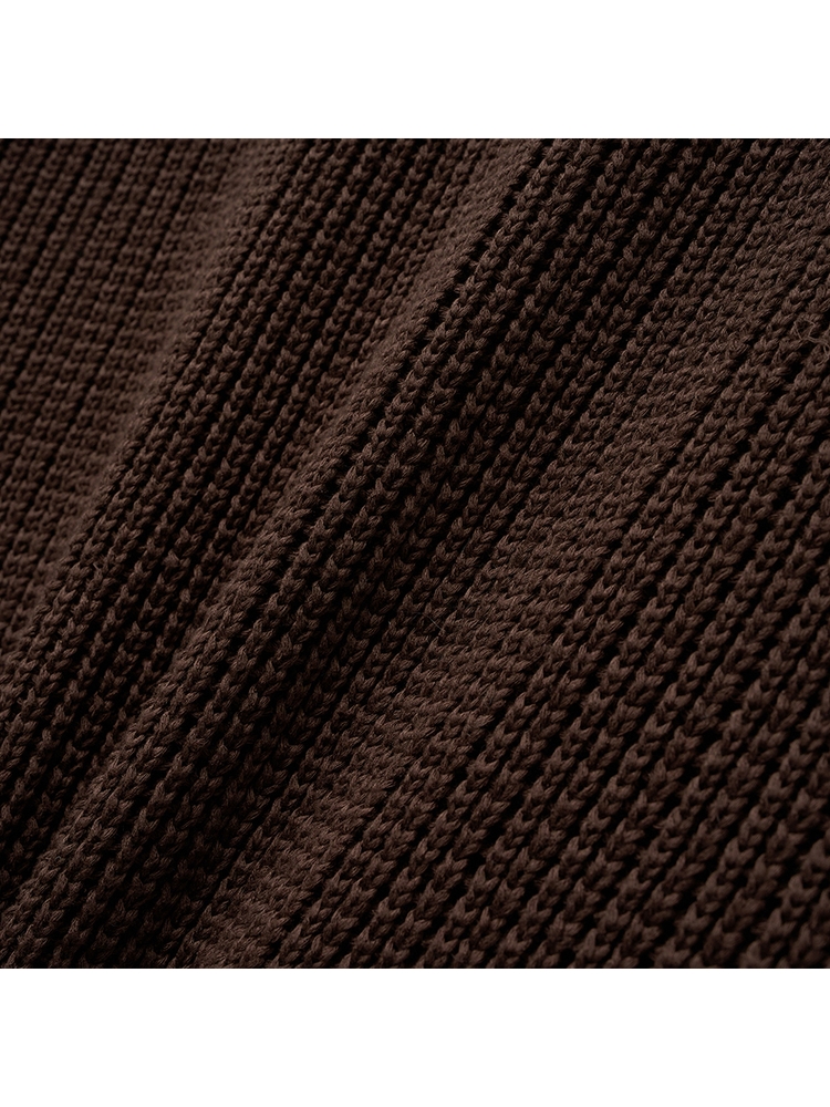 Textured Half Knit Shirt_Brown