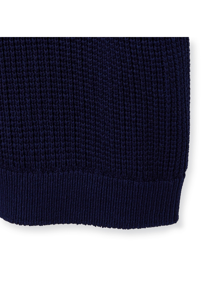 Textured Half Knit Shirt_Navy