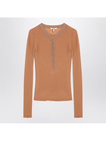 끌로에 FW24 Chloe Apricot-coloured ribbed silk jersey CHC24AMP22665