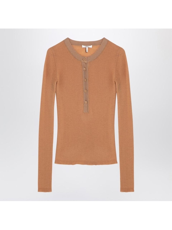 끌로에 FW24 Chloe Apricot-coloured ribbed silk jersey CHC24AMP22665