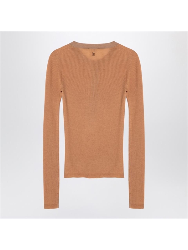 끌로에 FW24 Chloe Apricot-coloured ribbed silk jersey CHC24AMP22665