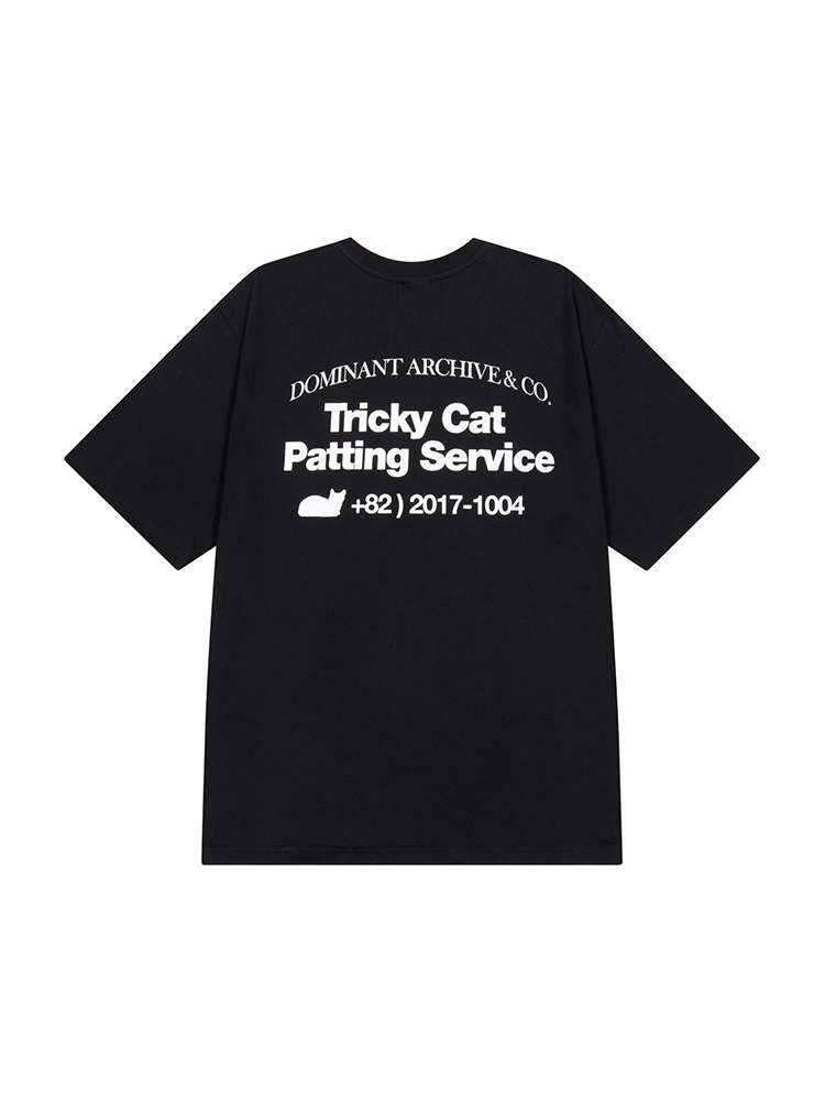 TRICKY CAT PATTING SERVIE T-SHIRTS BLACK