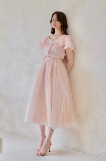 4Layered Lace Tulle Skirt / Pink(2color)