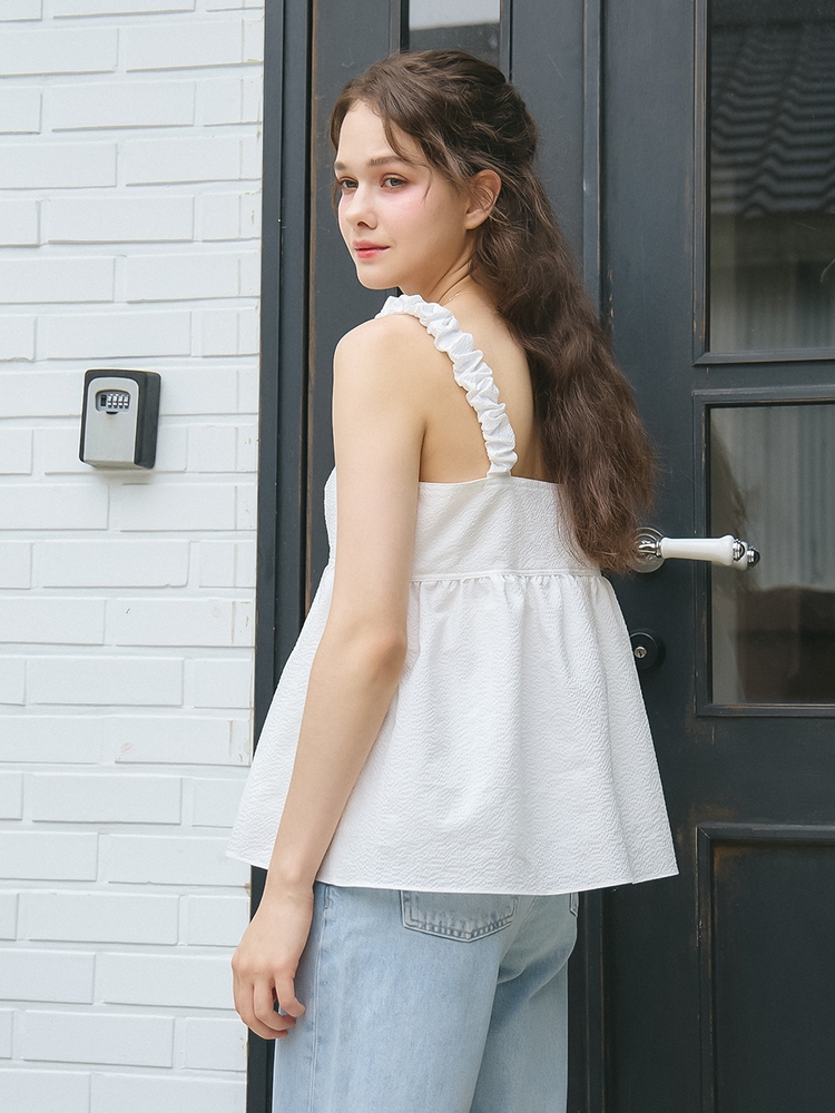 SEERSUCKER SLEEVELESS BUSTIER_WHITE