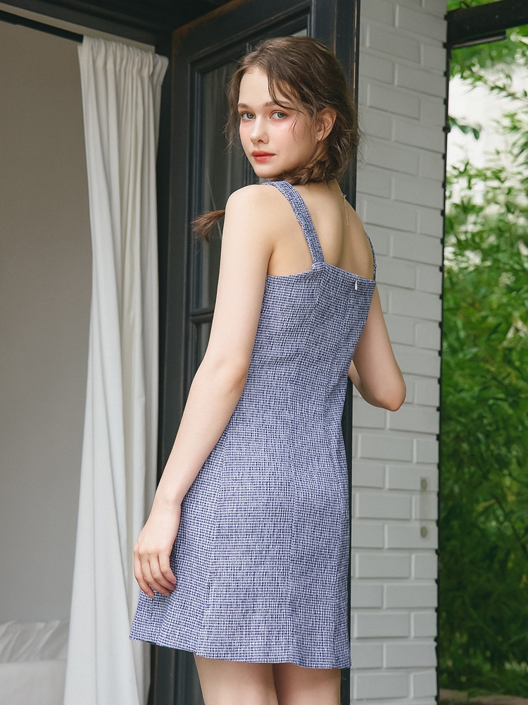 SQUARE NECK SLEEVELESS ONEPIECE_BLUE