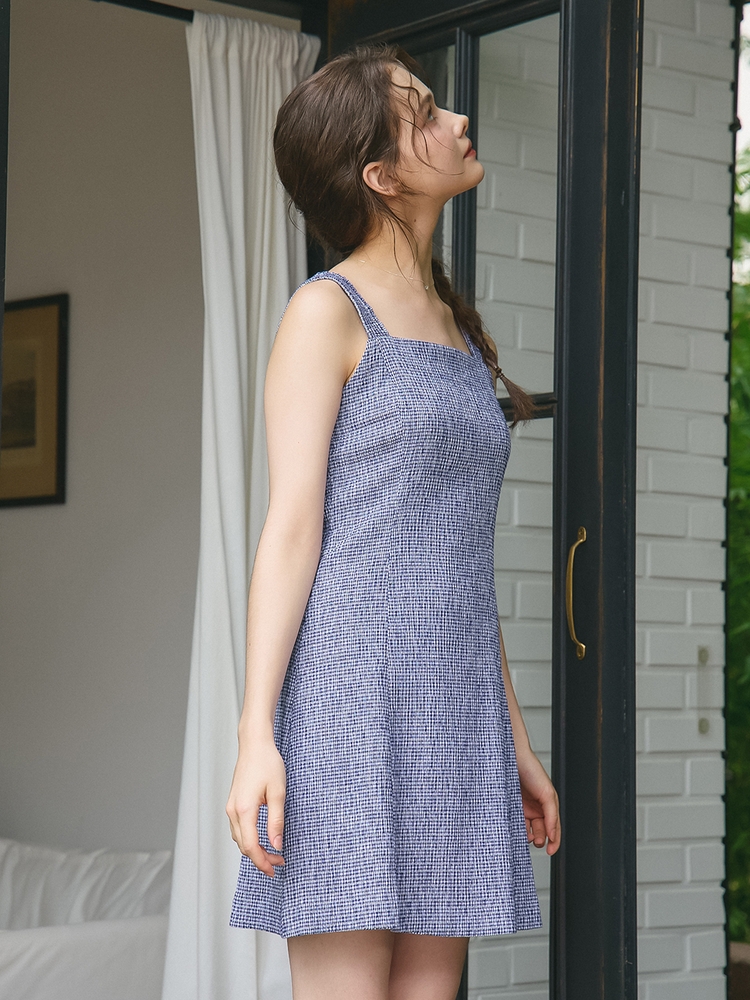 SQUARE NECK SLEEVELESS ONEPIECE_BLUE