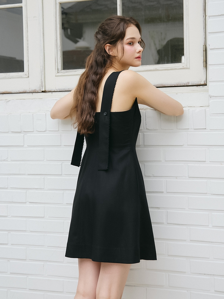 LACE TRIM SLEEVELESS ONEPIECE_BLACK