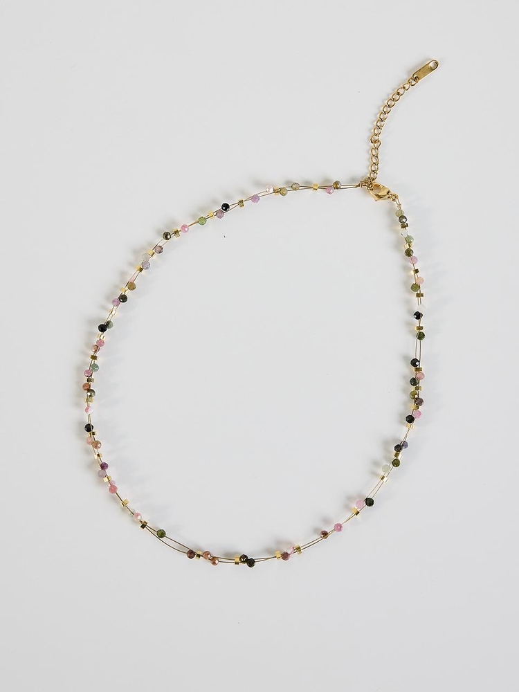 LB_Color beads gold necklace