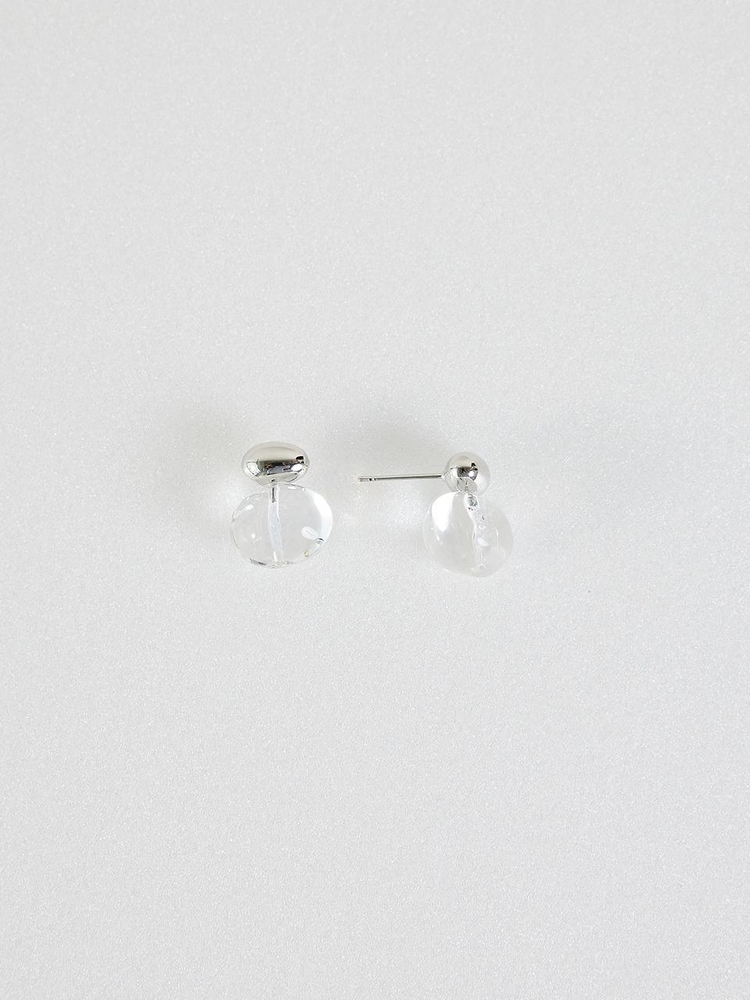 LB_Clear beads silver earring