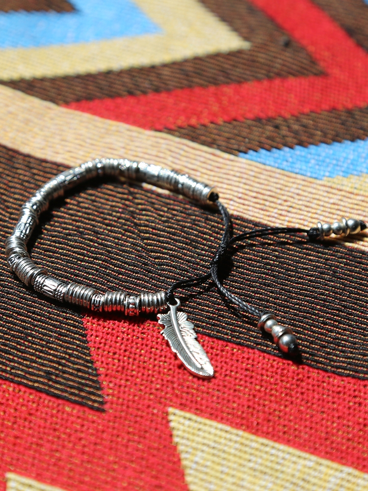 feather & antique silver beads bracelet