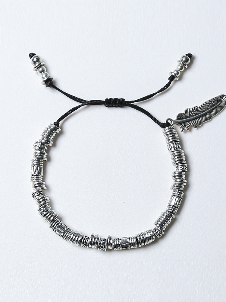 feather & antique silver beads bracelet