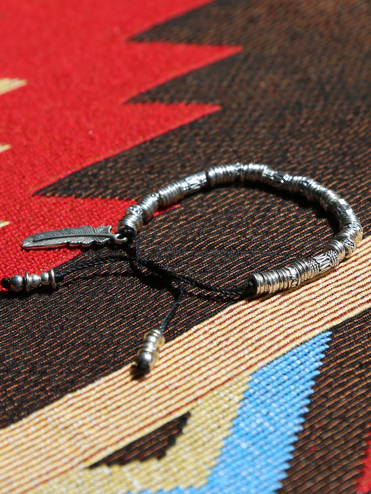 feather & antique silver beads bracelet