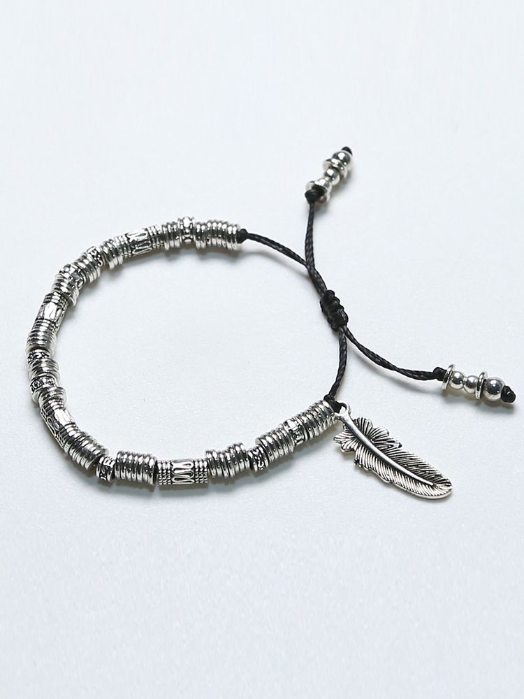 feather & antique silver beads bracelet