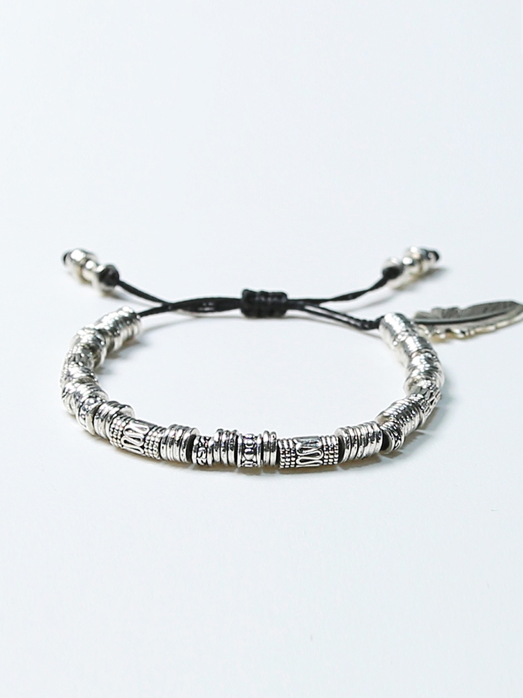 feather & antique silver beads bracelet