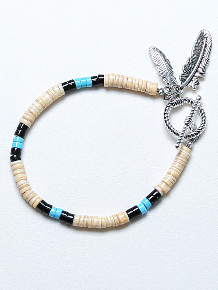 NA shell & turquoise beads bracelet