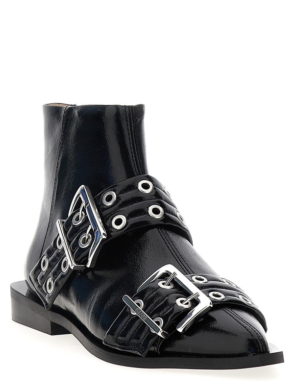 가니 FW24 Wide Belt Buckle ankle boots S2650099