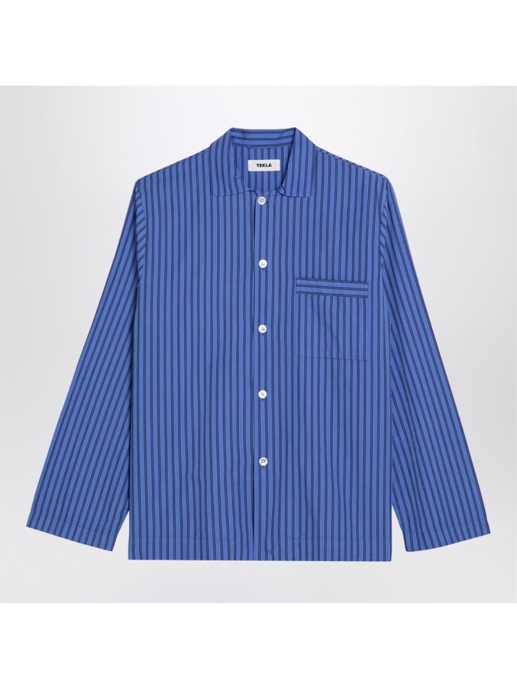 테클라 FW24 Tekla Blue striped pyjama shirt SWT-BSCO