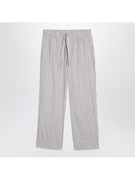 테클라 FW24 Tekla Beige striped pyjama trousers SWP-HSCO