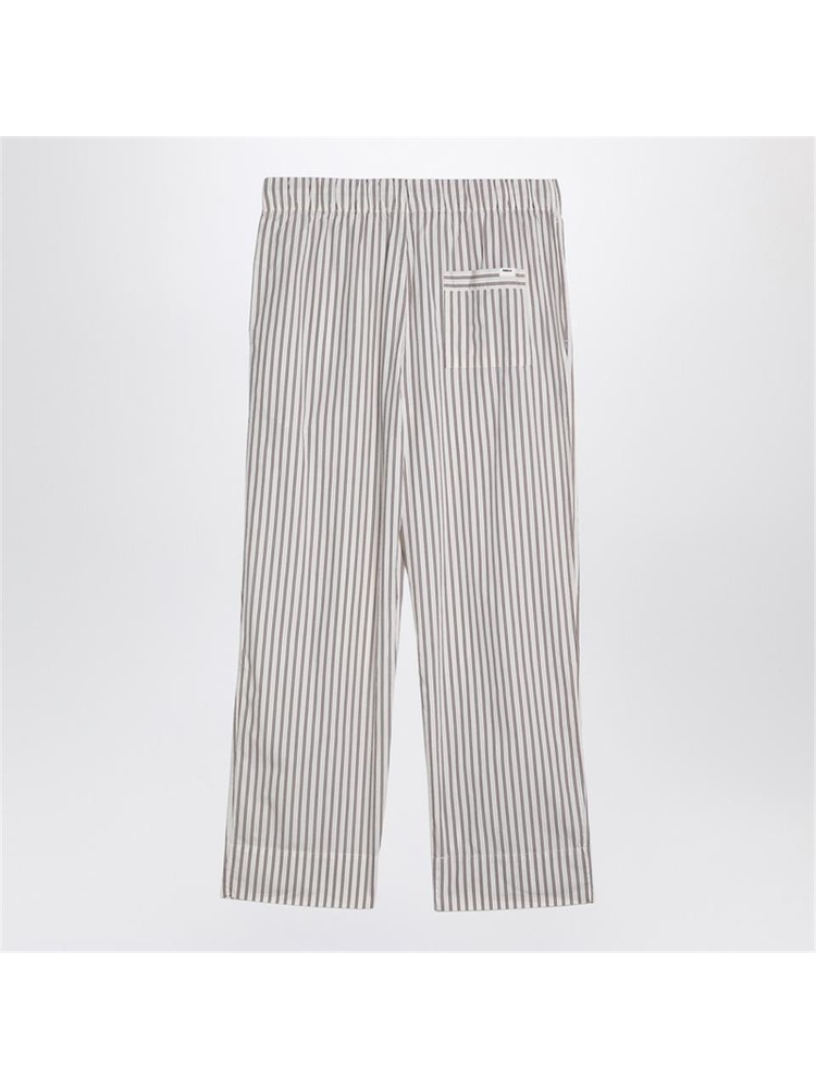 테클라 FW24 Tekla Beige striped pyjama trousers SWP-HSCO