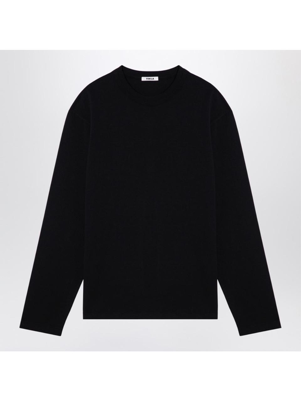 테클라 FW24 Tekla Black pyjama crew-neck sweater LTSH-BLACO