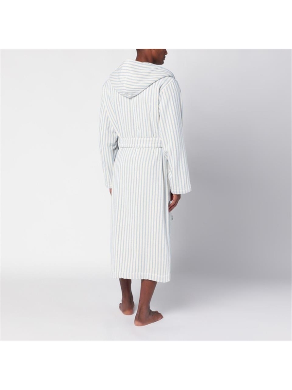 테클라 FW24 Tekla White bathrobe with light blue stripes BT-SOBLSTCO