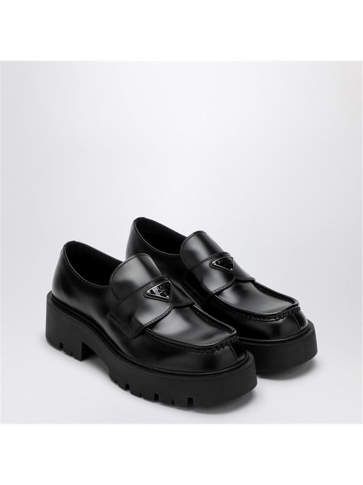 프라다 FW24 Prada Black brushed leather loafer 2DG152G000B4L