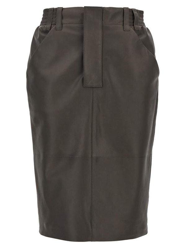 생로랑 FW24 Leather skirt 803422YCEP21243