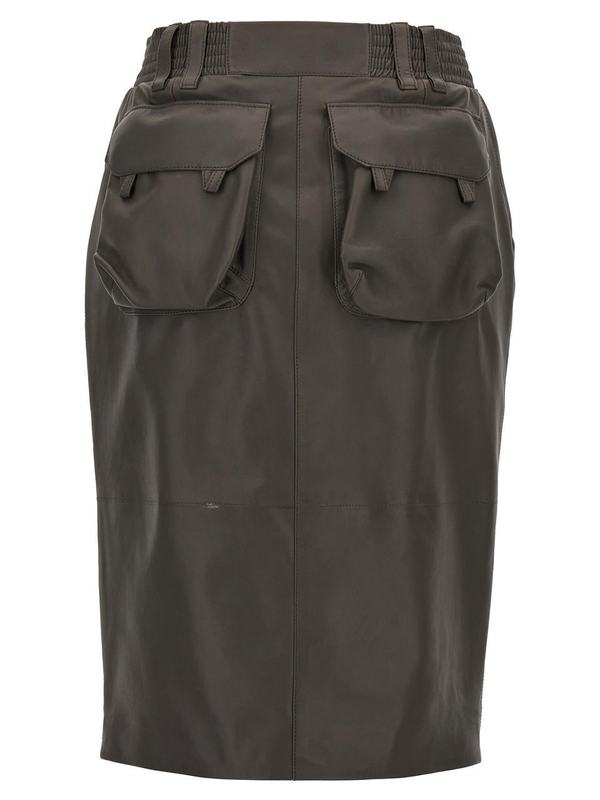 생로랑 FW24 Leather skirt 803422YCEP21243