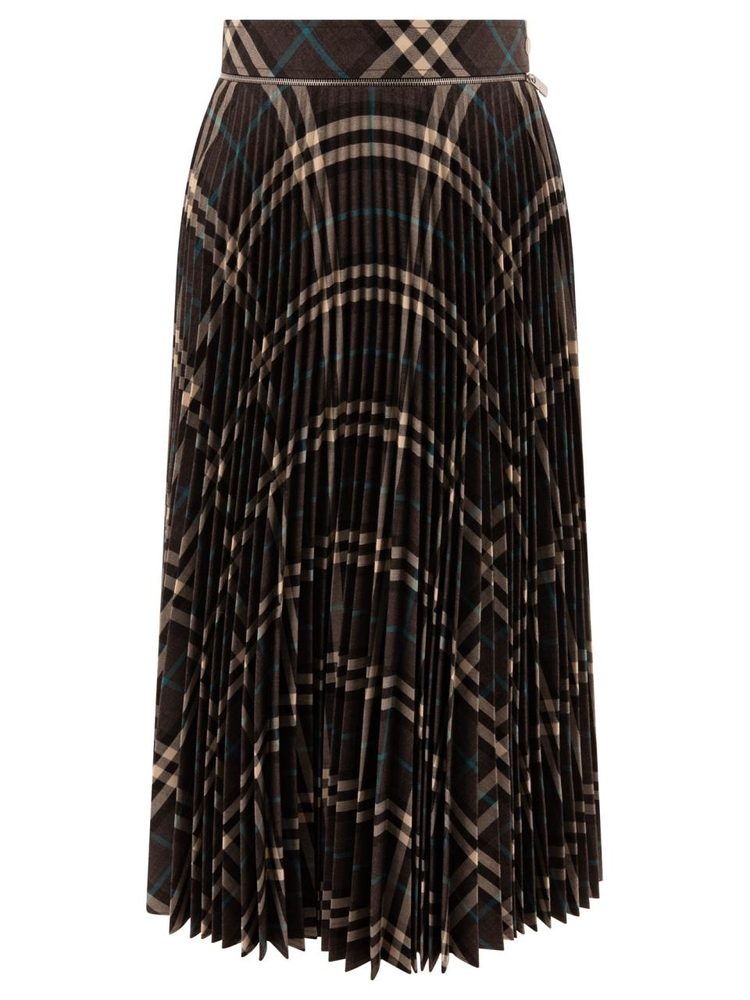 버버리 FW24 Wool blend pleated Check skirt 8093010 Grey