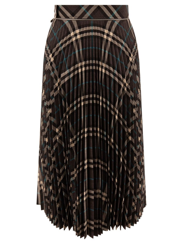 버버리 FW24 Wool blend pleated Check skirt 8093010 Grey