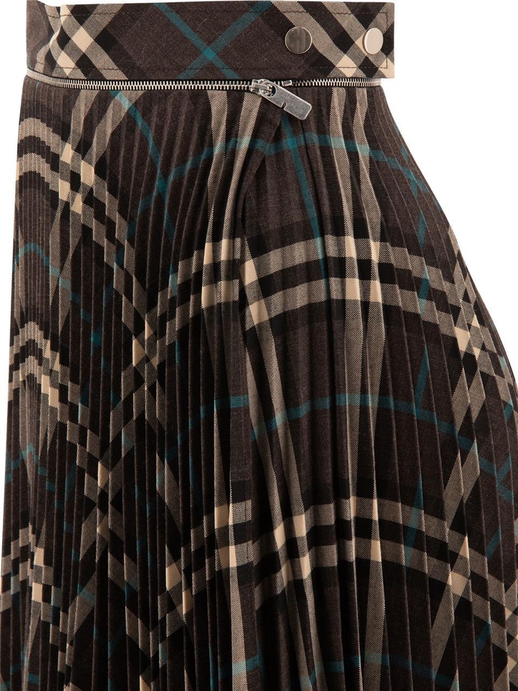 버버리 FW24 Wool blend pleated Check skirt 8093010 Grey