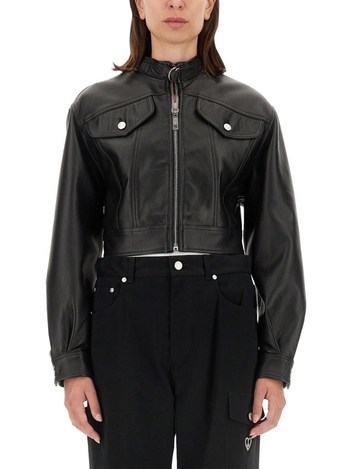 모스키노 FW24 MOSCHINO JEANS Leather Jacket BLACK 37038715_0555