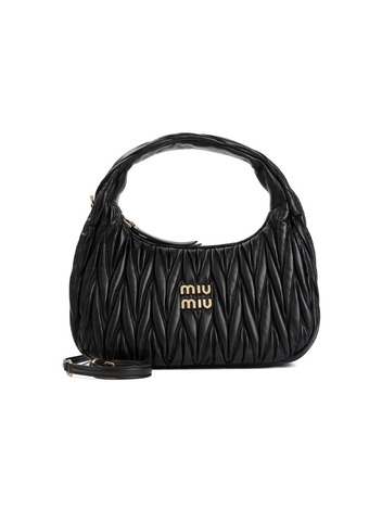 미우미우 FW24 Miu Miu Leather Matelasse Wander Shoulder bag Black 5BC153VOOO.N88